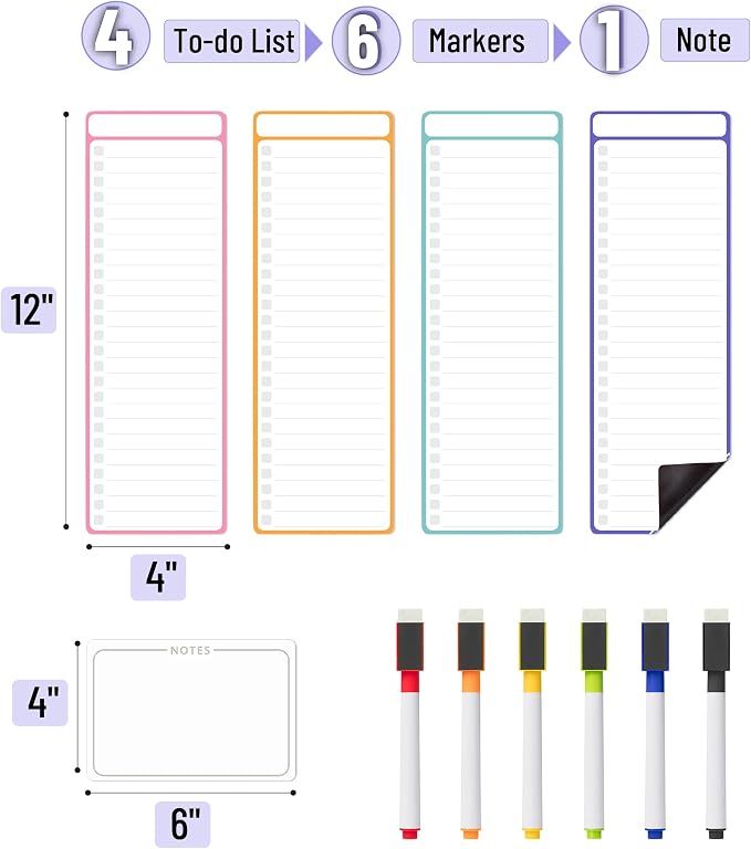 Mr. Pen- 4" x 12" Magnetic Dry Erase to Do List, Neon Style, 4X Dry Erase to Do - Image 2