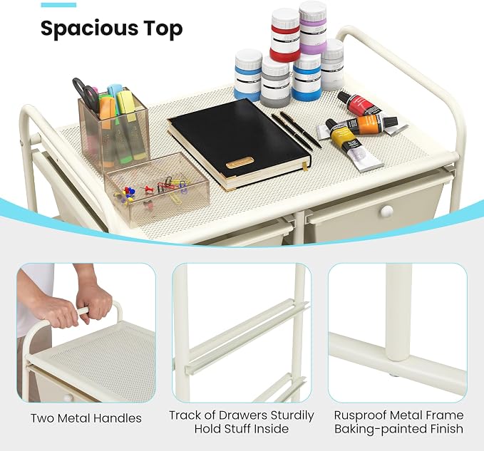 GLACER 10 Drawer Rolling Cart, Storage Cart - Image 5