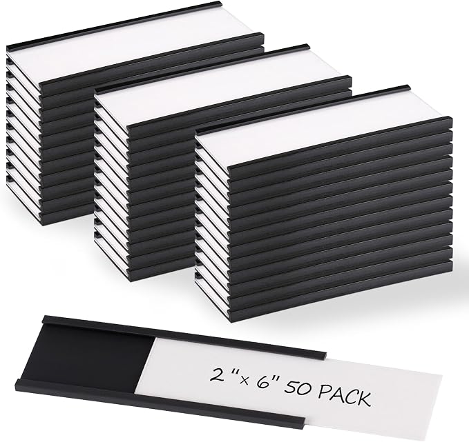Realth C Channel Magnetic Label Holders 50 Pack 2" x 6" by Realth