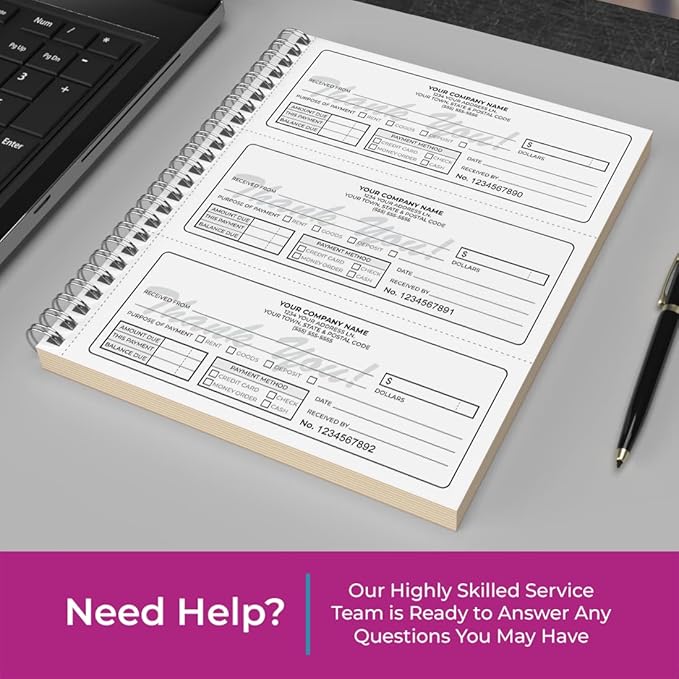 Custom 8.5" x 7" Carbonless NCR Books in 2-Part Duplicate Invoices, Work Orders - Image 2