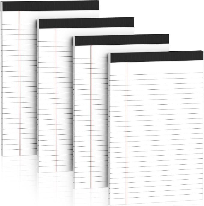 Nichela 5" x 8" Note Pads 4 Pack of Legal Pads 21lb Notepad College Ruled Legal by Nichela