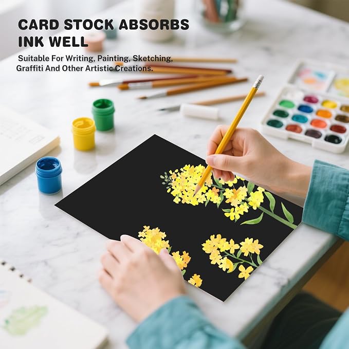 Cardstock 8.5 X 11, 80 Sheets Black Card Stock, 75lb/ 200gsm Copy Paper - Image 6