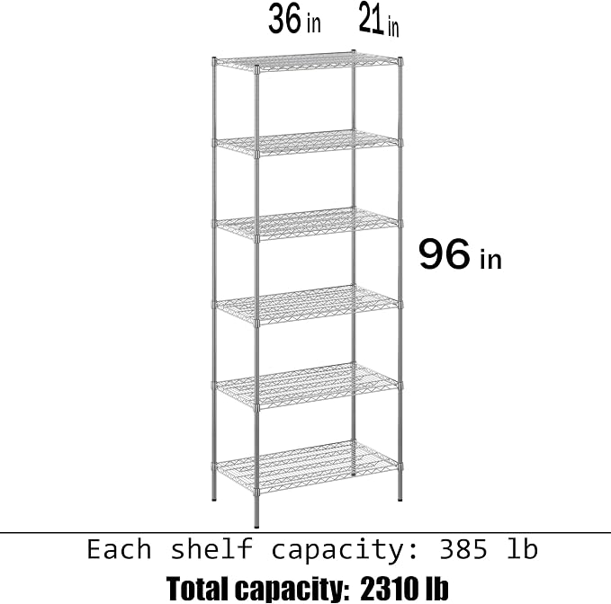 Regal Altair 21" Deep x 36" Wide x 96" Height Wire Shelving Kit | 6-Tier | NSF - Image 3