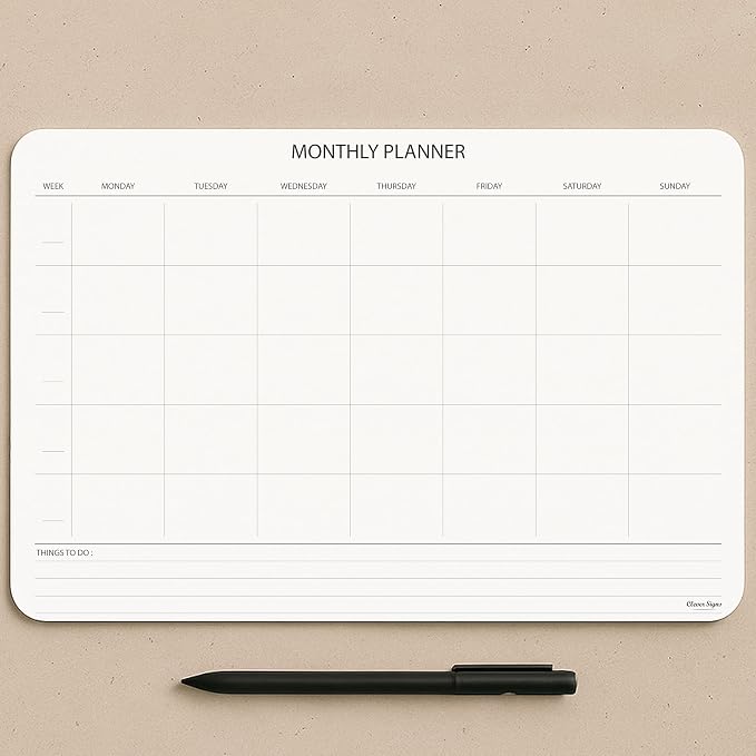 Undated Monthly Planner Notepad, Desk Calendar by CLEVERSIGNS
