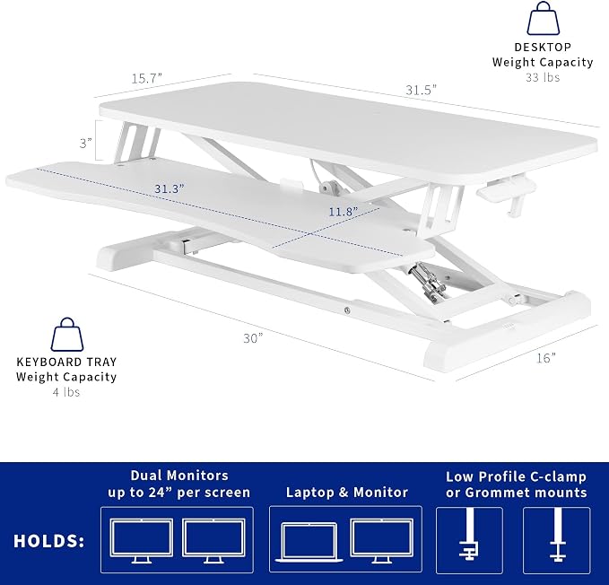 VIVO 32 inch Desk Converter, K Series, Height Adjustable Sit to Stand Riser - Image 3