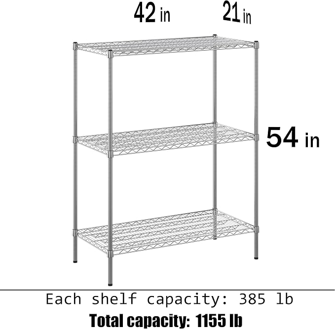 Regal Altair 21" Deep x 42" Wide x 54" Height Wire Shelving Kit | 3-Tier | NSF - Image 3