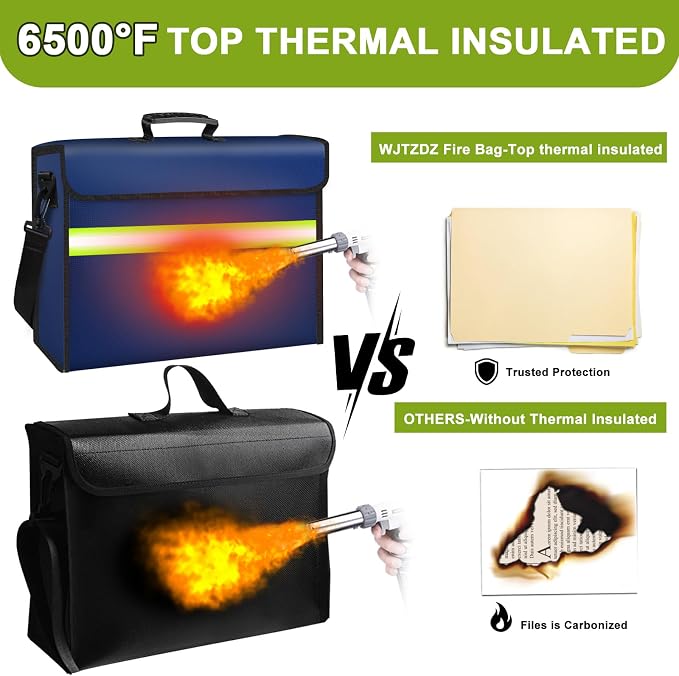 Fireproof Money Bags with Lock-6500°F Fireproof Document Box, 10 Layers - Image 4