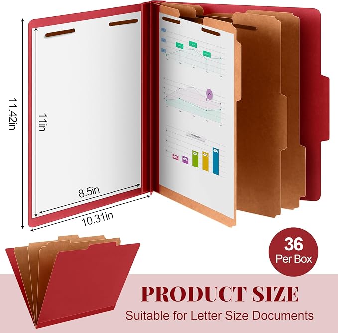 Skyygemm 36 Pcs Classification Folders Letter Size, 3 Divider Pressboard File - Image 2