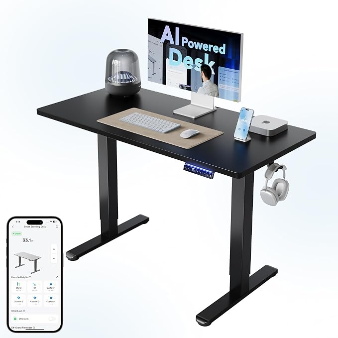 HUANUO One-Piece AI-Powered Electric Standing Desk, Smart APP, Compatible by HUANUO