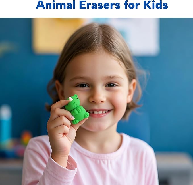 Gomimeor 45 Pcs Animal Erasers for Kids, Pencil Erasers Bulk, Cute Animal - Image 2