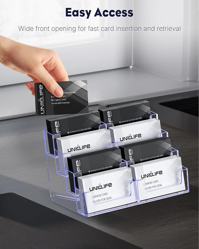 Uniclife 4 Pack Acrylic Business Card Holder - Image 3