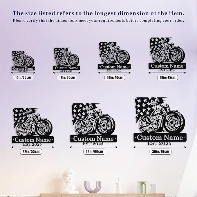 Custom US Flag Motorcycle Metal Signs Personalized Biker Name Sign Custom - Image 7