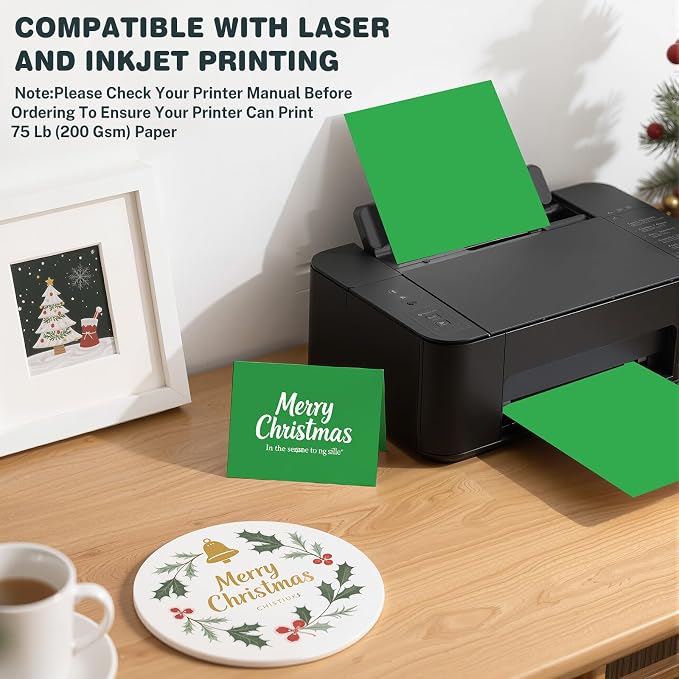 Cardstock 8.5 X 11, 40 Sheets, Christmas Green Card Stock, 75lb/ 180gsm - Image 4