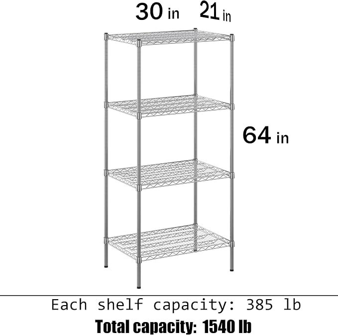 Regal Altair 21" Deep x 30" Wide x 64" Height Wire Shelving Kit | 4-Tier | NSF - Image 3