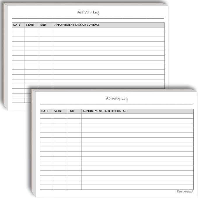 Activity Log Notepads Pad Planners to List a Task, Action or Contact. A by LifeCharge