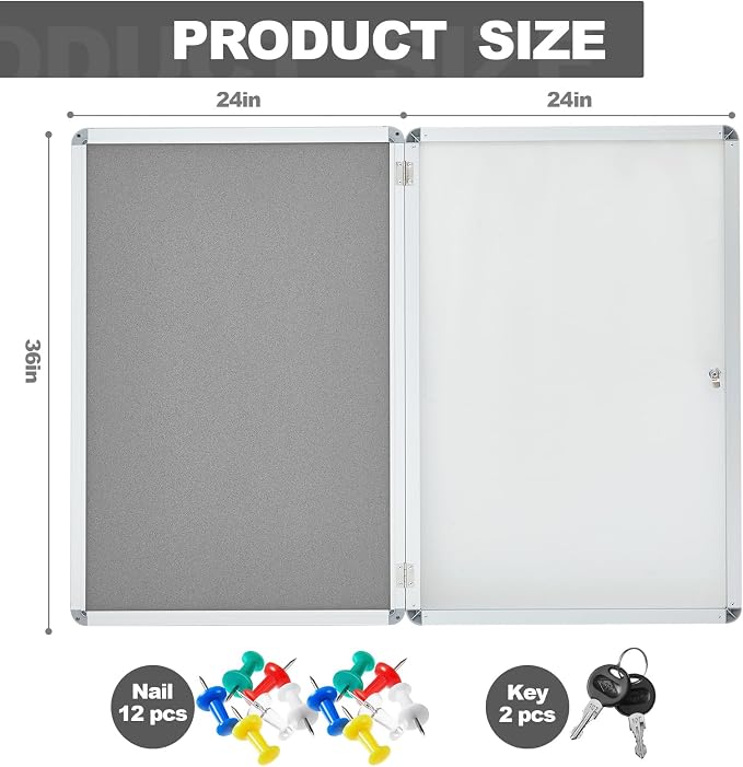 Geetery 36 x 24 Inch Enclosed Bulletin Board - Image 2