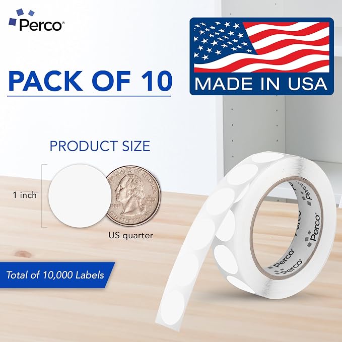 Perco Clear 1-Inch Perforated Circle Dot Sticker Labels — 10 Rolls, 000 Round - Image 2