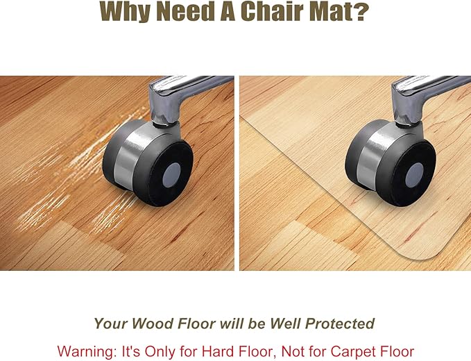 Kuyal Clear Chair mat for Hardwood Floor 44 x 58 inches Transparent Floor Mats - Image 3