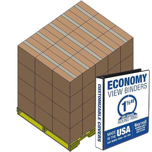 Samsill Economy 1.5 Inch 3 Ring Binder Bulk Pallet, Made in The USA, Round Ring by Samsill