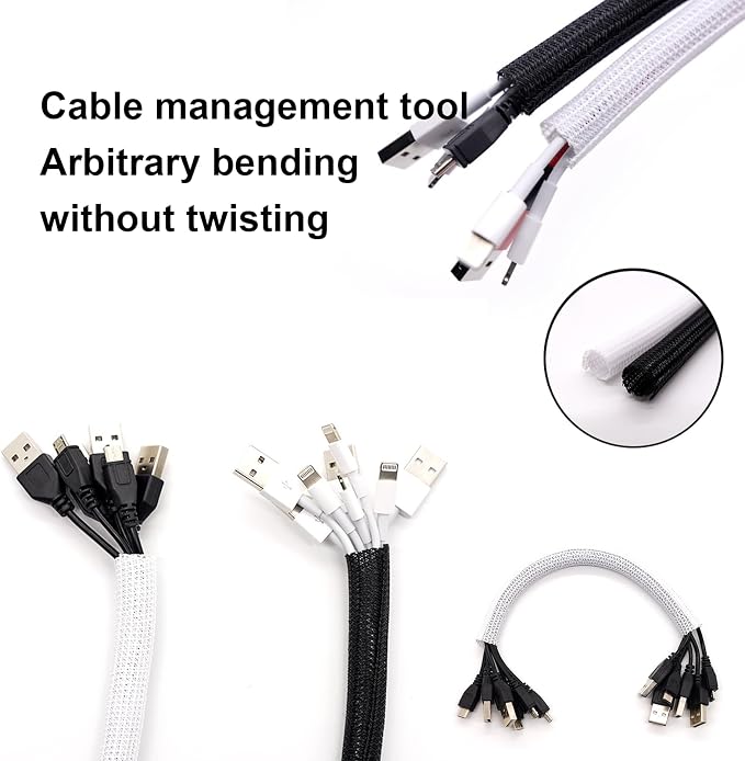 QCSIW 3/4" x50ft Braided Cable Sleeve – Pet-Proof Split Wire Loom Tubing - Image 5