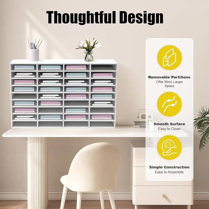 Literature Organizer with 36 Compartments | Adjustable Desktop File Sorter Mail - Image 3