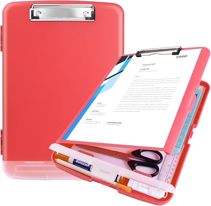 Red Plastic Clipboard with Storage, TFDLCG zm High Capacity Clip Boards 8.5x11 by TFDLCGzm
