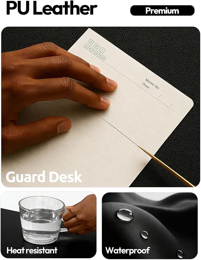 YSAGi Leather Desk Protector, Office Mat, Large Mouse Mat, Non-Slip PU Leather - Image 3