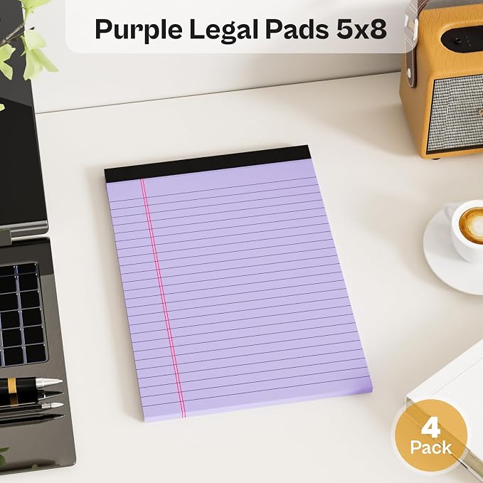 4 Pack Note Pads 5 x 8 Inch Purple Small Legal Pads 5 x 8 Colored Notepad 5 x 8 - Image 5