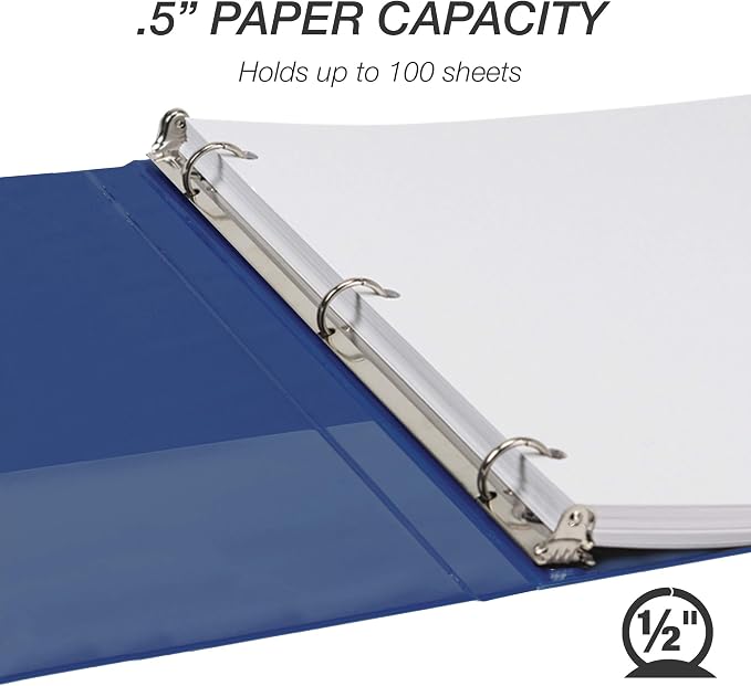 Samsill Durable .5 Inch Binder, Made in the USA, Round Ring Customizable Clear - Image 4