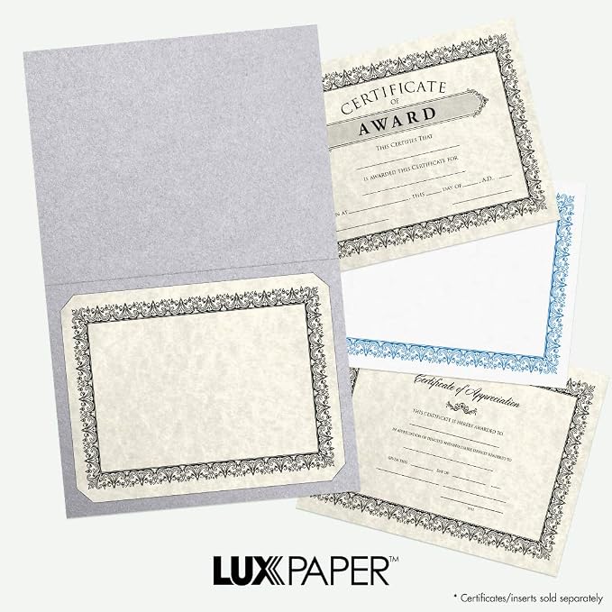 LUXPaper 9.5" x 12" Certificate Holders | Silver Metallic | 105lb. Cover | 50 - Image 7