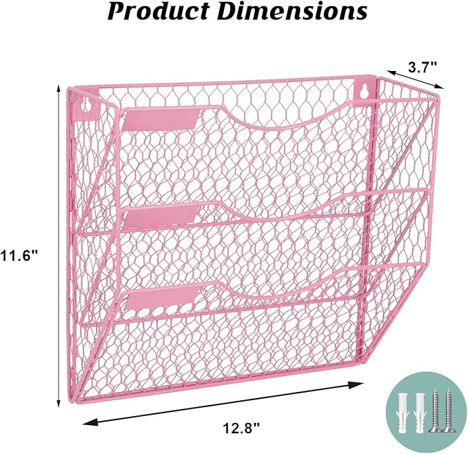 EASEPRES Mail Organizer Wall Mount Hanging File Holder Storage, Metal Chicken - Image 2