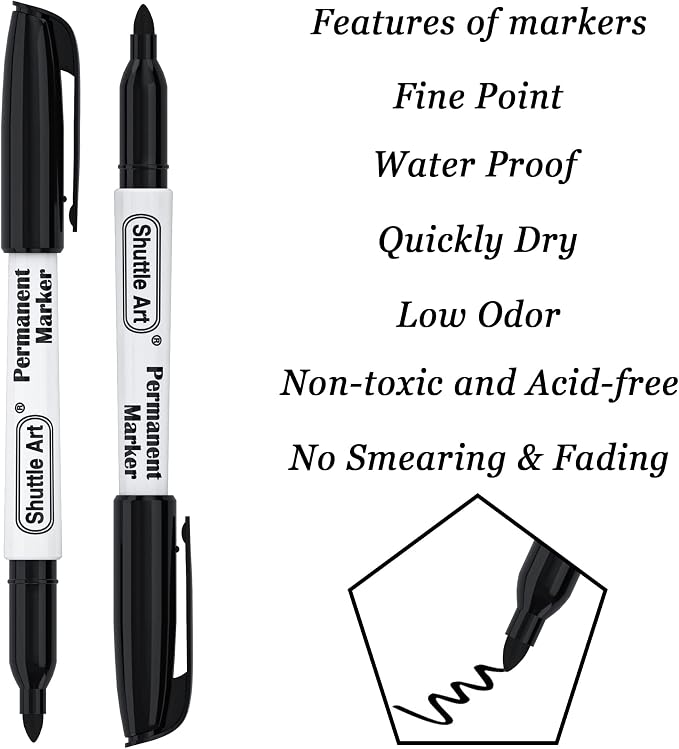 Shuttle Art 100 Pack Black Permanent Markers, Fine Point Permanent Marker Pens - Image 3