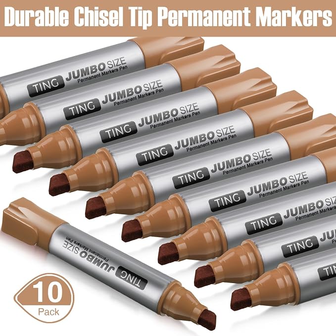 Fuutreo 10 Pack Jumbo Permanent Markers Bulk Large Chisel Tip Permanent Markers - Image 2