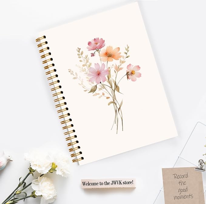 JWVK Rustic Wild Flower Spiral Notebook, Vintage Floral Botanical Notebooks - Image 3