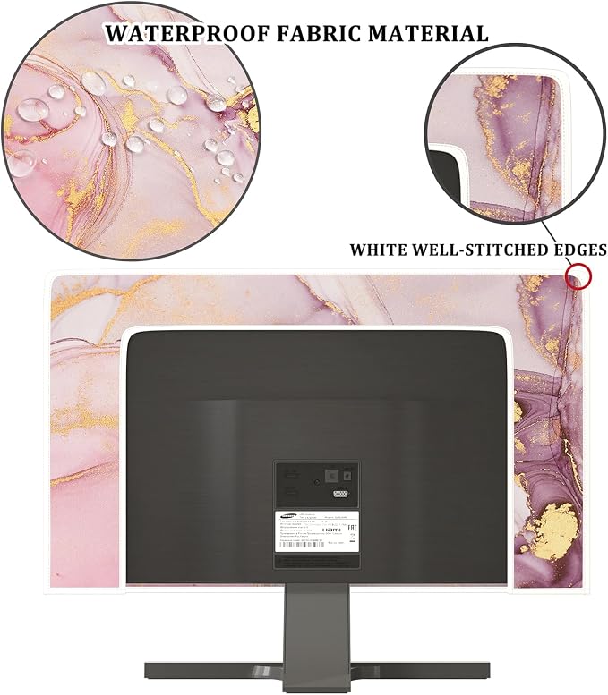 Baocicco Pink Gold Marble Waterproof Screen TV Cover 55 Inch Decorative Modern - Image 3