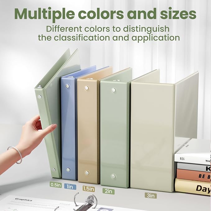 SUNEE 3 Ring Binder 3 Inch 1 Pack, Sage Green - Image 5