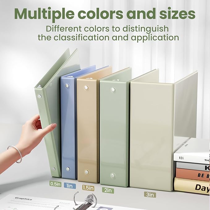 SUNEE 3 Ring Binder 1.5 Inch 1 Pack, Sage Green - Image 5