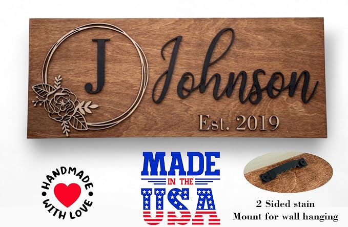 Custom Family Name Sign | Personalized Wooden Wedding Gift | Rustic Last Name - Image 4