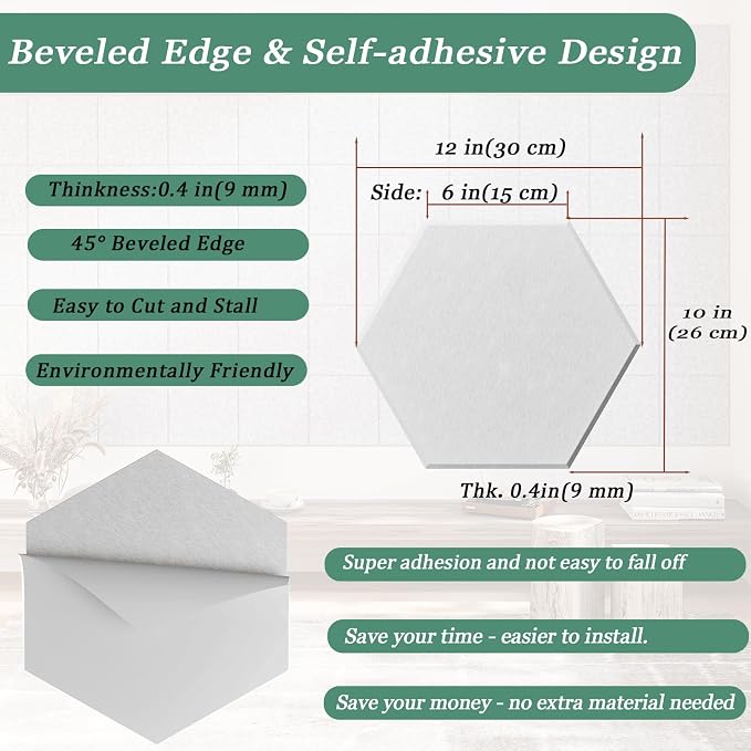 Hexagonal Acoustic Panels-12 Pack High-Density Sound Absorbing Panels - Image 4