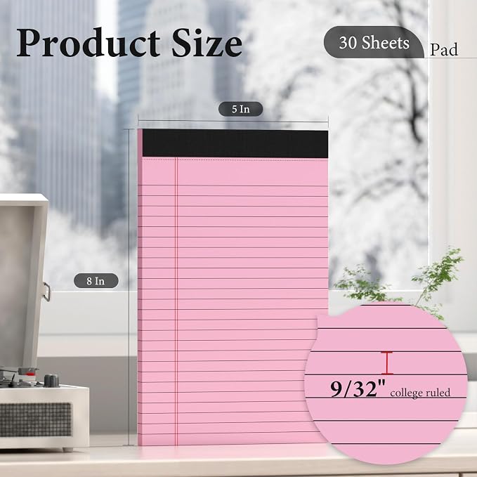 12 Pack Colored Note Pads 5" x 8" Legal Pads College Ruled Lined Paper - Image 2