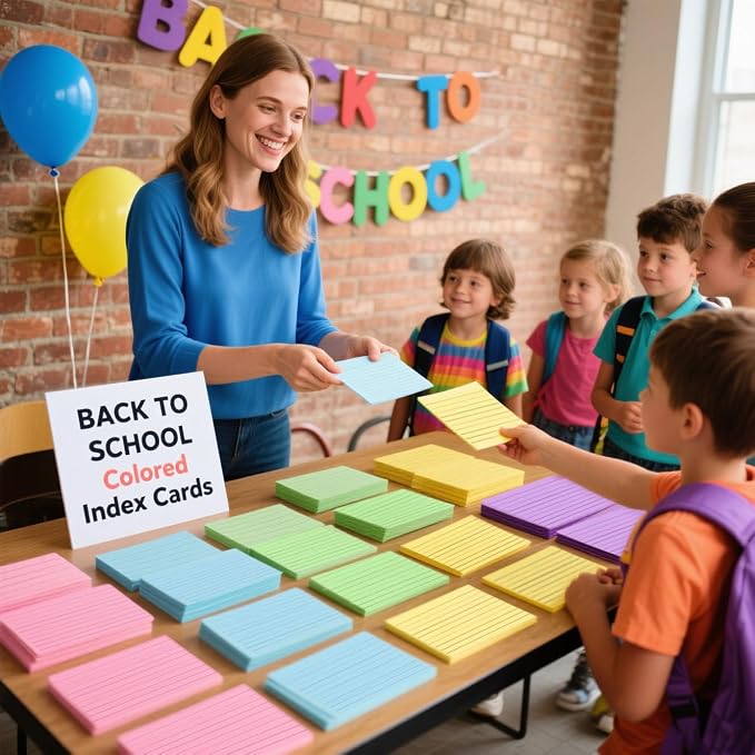 Koogel 200PCS Index Cards 3 x 5, Colored Index Cards Lined Ruled on both Sides - Image 2