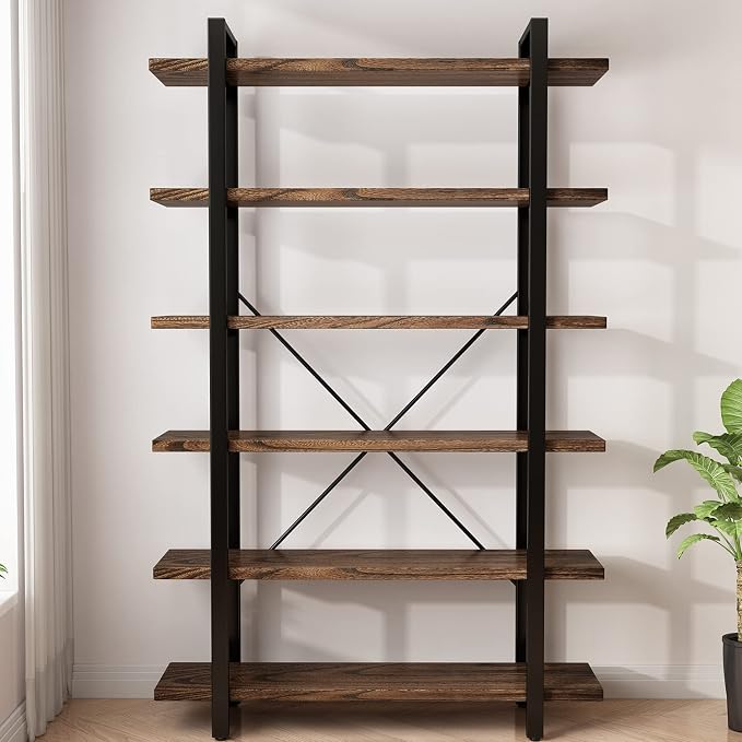 AY-AOYUAN Solid Wood Bookcase and Book Shelves Wood and Metal Shelving Unit 6 - Image 6