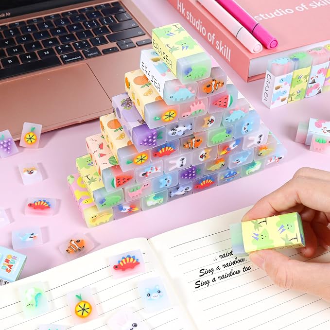 100PCS Cute Animal Erasers for Kids, Count Bulk Pack, Back to School Supplies - Image 2
