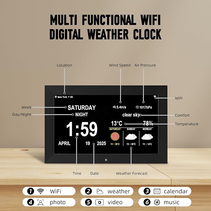 Memwake Digital Alarm Clock, Clock - Image 3