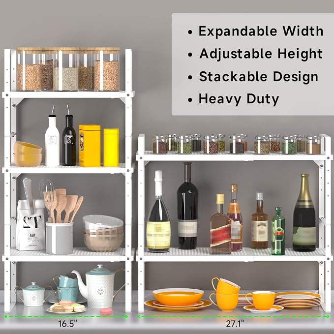 SOFRON Expandable Cabinet Storage Shelf Stackable Organizer Rack - Image 7