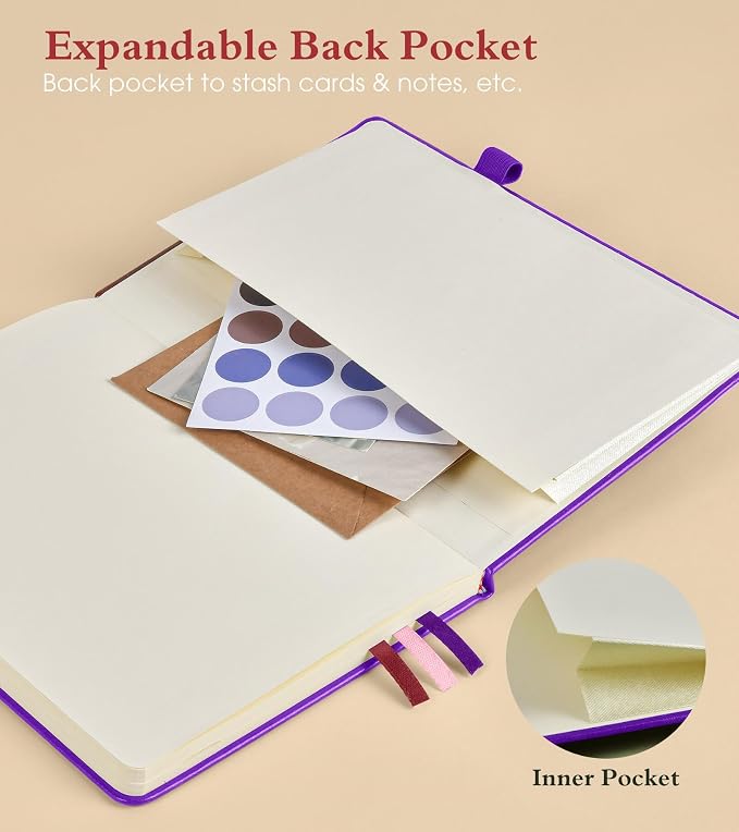PAIBAS Lined Journal Notebook for Women Men, 160 Pages, A5 Hardcover Vintage - Image 6