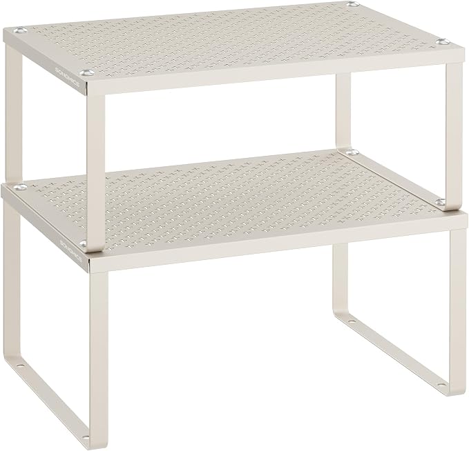 SONGMICS Spice Racks, Countertop Organizers, Shelf Risers, Expandable, Oatmeal by SONGMICSbySONGMICSHOME