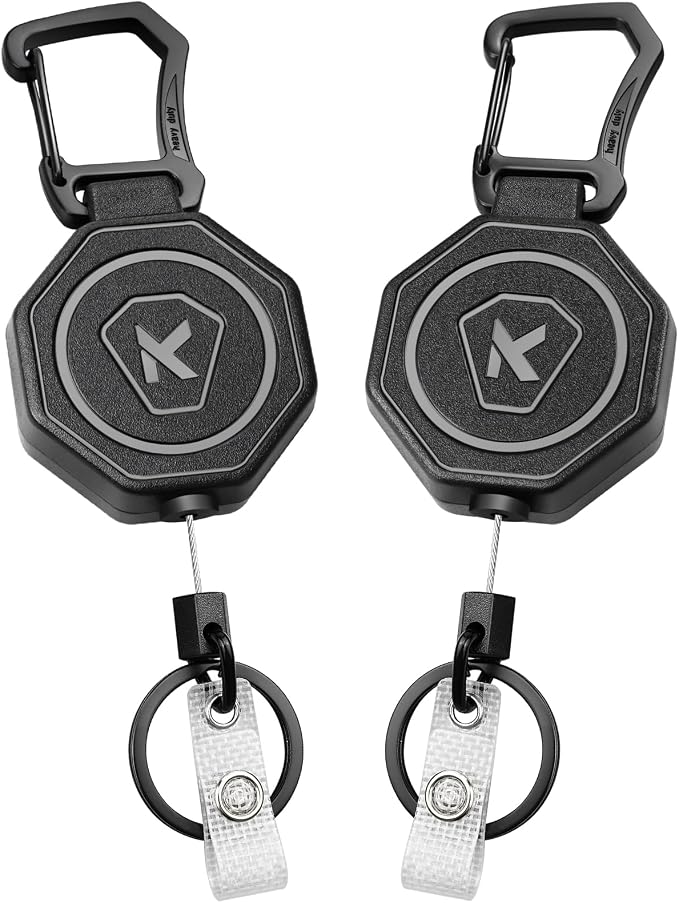koorito 2 Pack Heavy Duty Retractable Badge Holder Key Reel by koorito