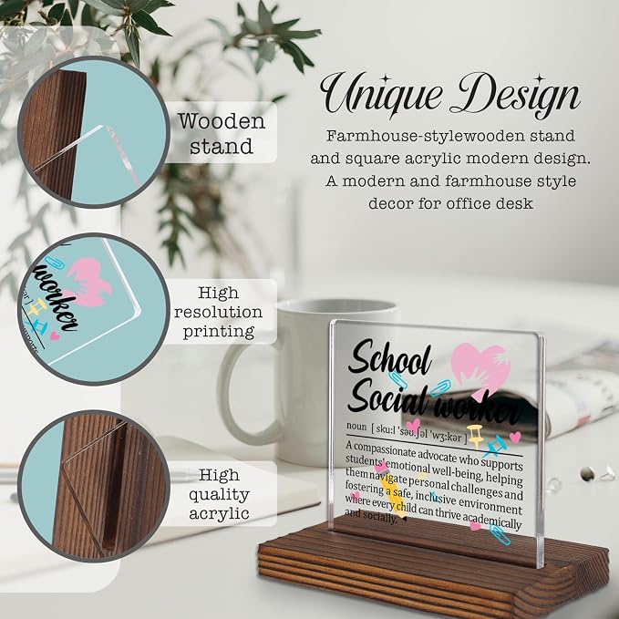 School Social Worker Gifts, Thank You Desk Sign - Image 3