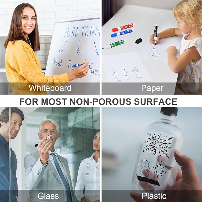 SUQJOY Dry Erase Markers, Chisel Tip Whiteboard Marker, Low Odor Thick Dry - Image 6